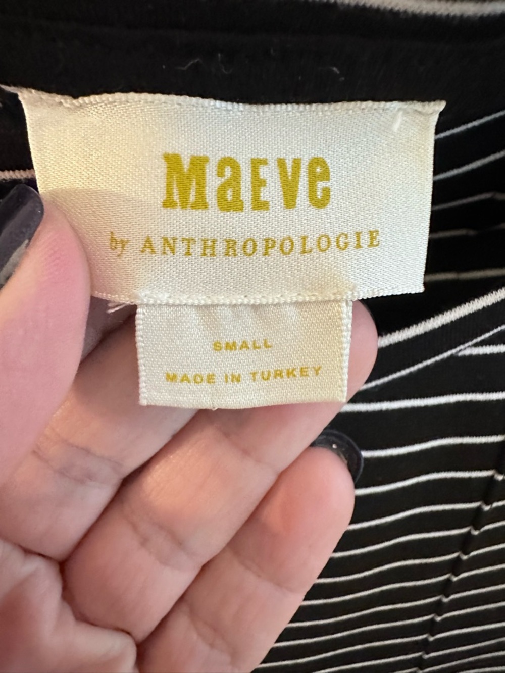 ANTHROPOLOGY MAEVE S Corset Peplum black-White stripe short sleeve stretch top - Picture 6 of 13